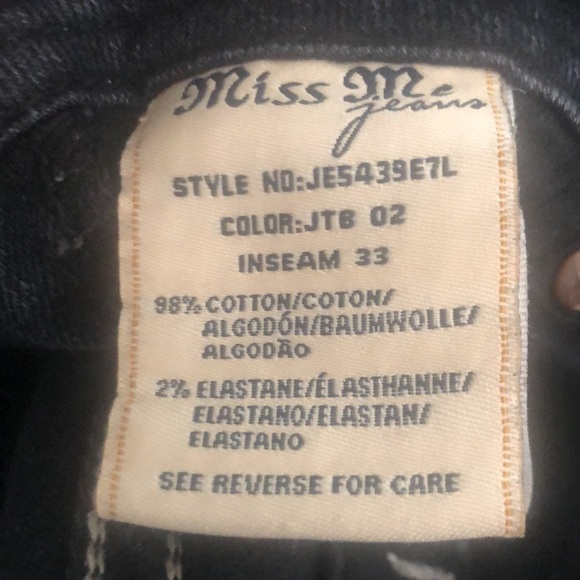 Miss Me Bling Jeans 27X32”Dark Denim Stretch Boot Cut Embellished Back Pockets - Picture 9 of 9